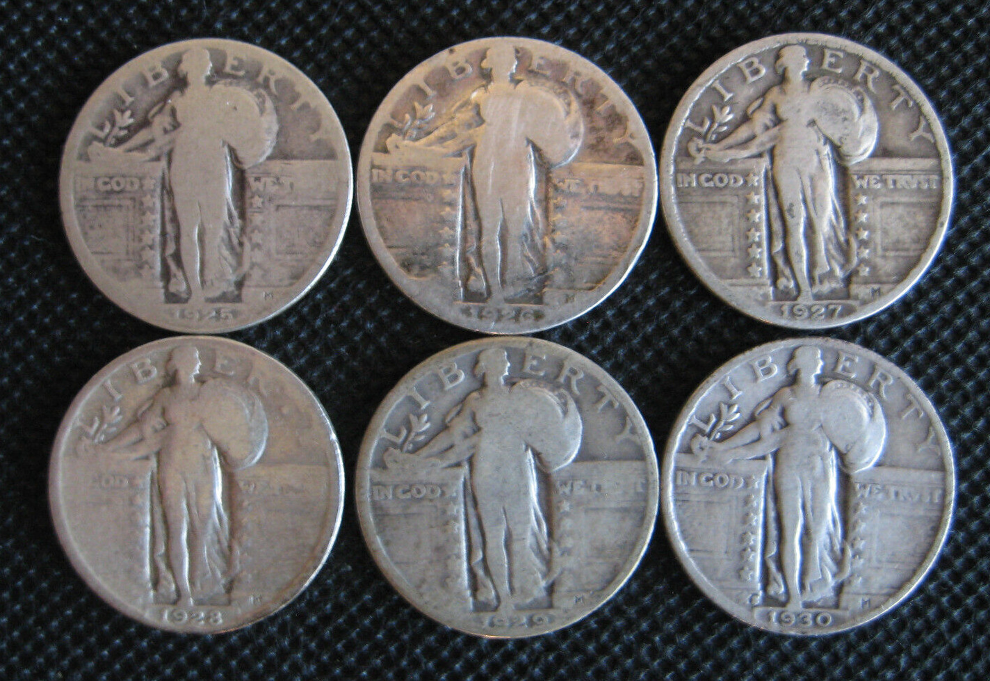 Lot of 6 Standing Liberty Quarters 1925-1930