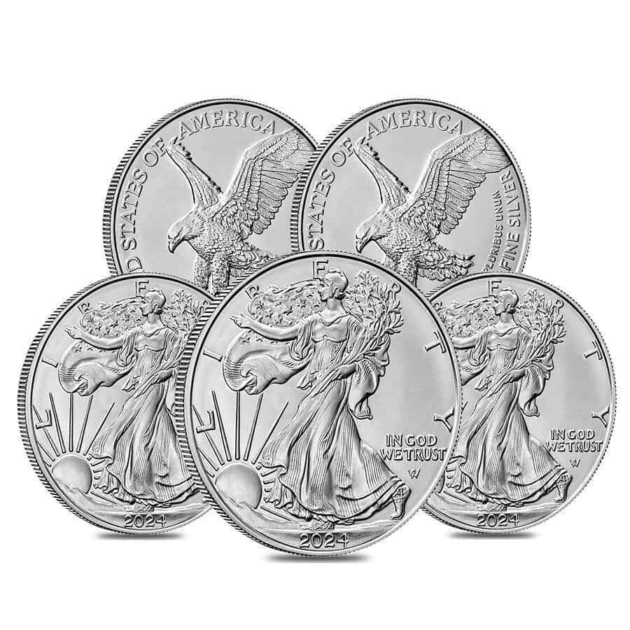 5 - 2024 1 oz Silver American Eagle Coins
