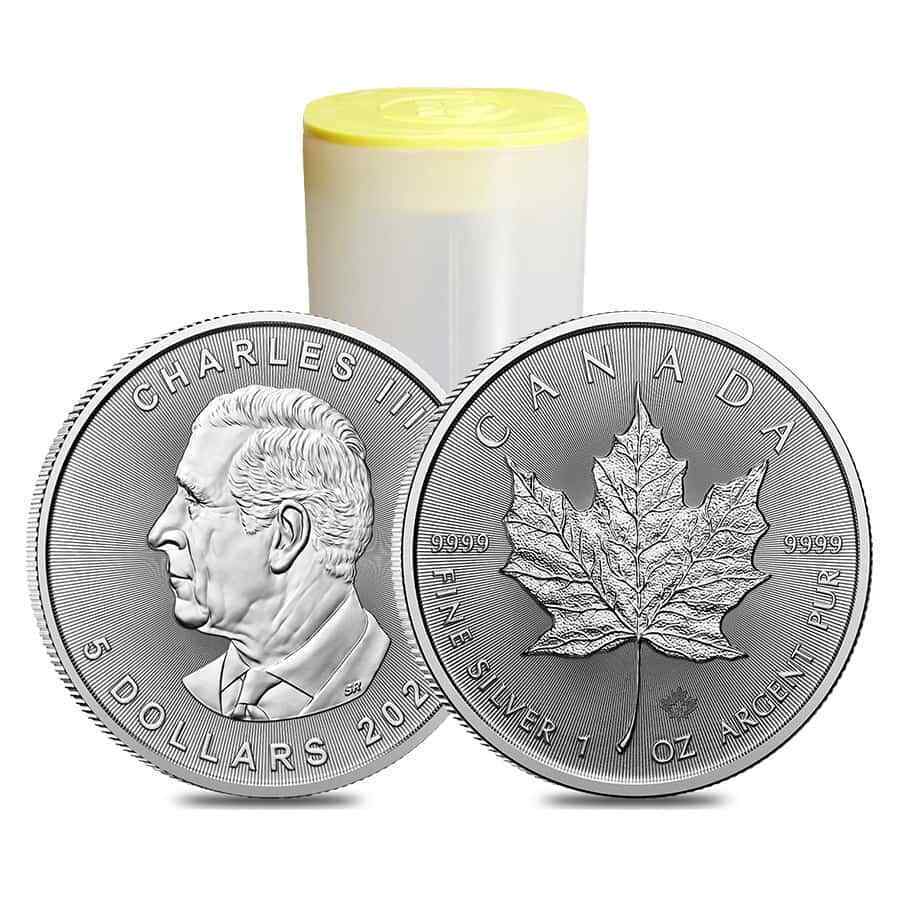 2024 1 oz Canadian Silver Maple Leaf Coin Roll