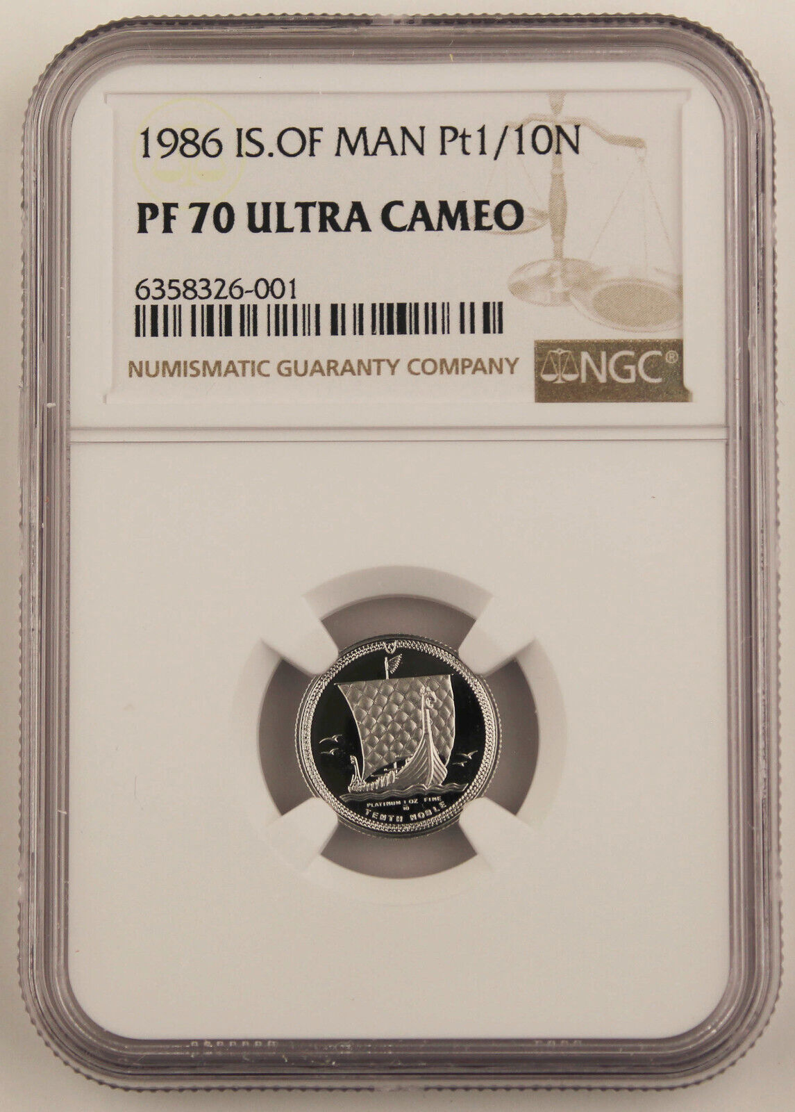 1986 Isle of Man 1/10 Oz Platinum Noble Coin