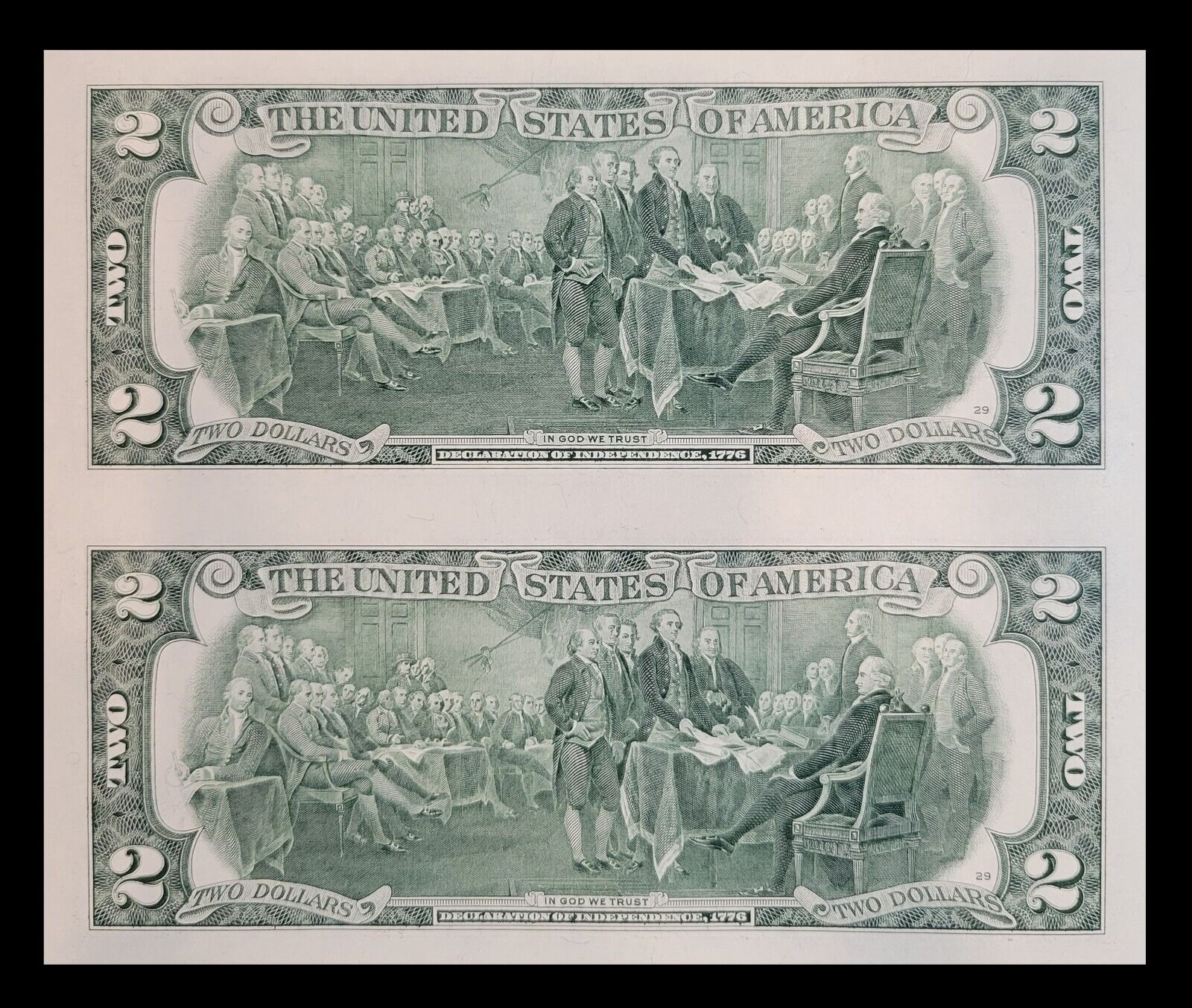 2013 Uncut $2 Bills Series Sheet - Real US Paper