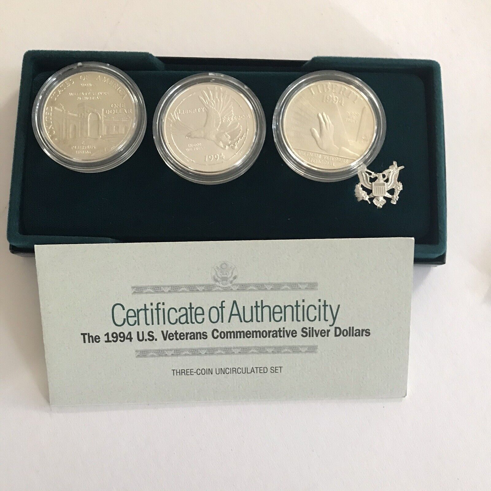 1994 U.S. Veterans 3 Silver Dollar Set