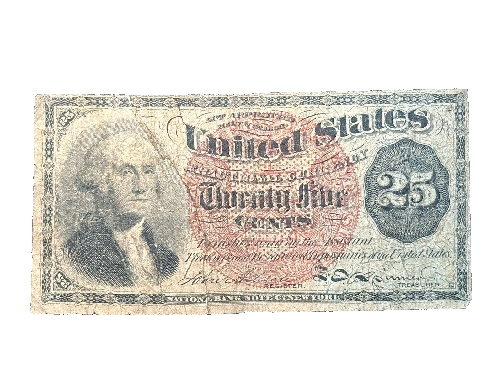 US Fractional Currency 25 Cents 4th Issue - Washington