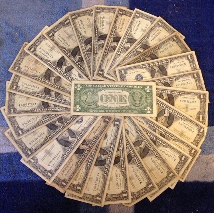 1923-1957 $1 Silver Certificate Blue US Currency VG+