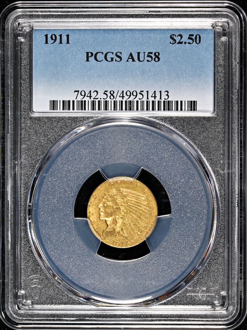 1911-P Indian Gold $2.50 PCGS AU58 Great Look