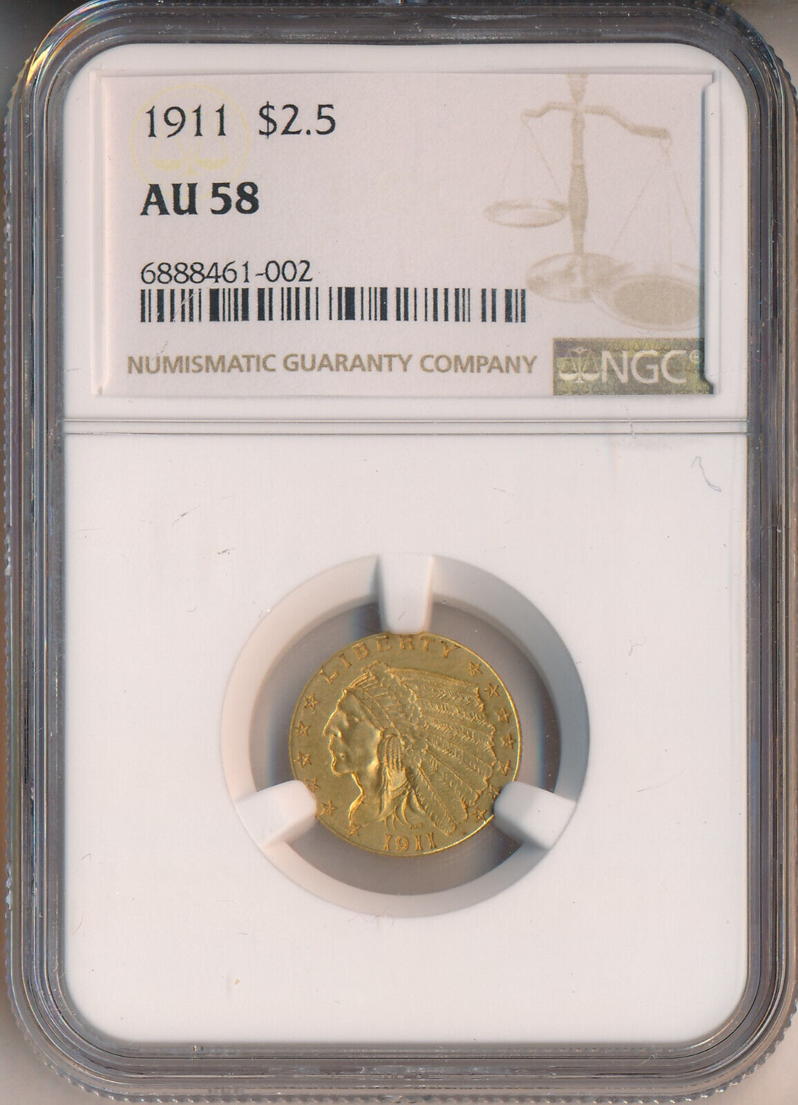 1911 $2.50 Indian Head Quarter Eagle Gold Coin