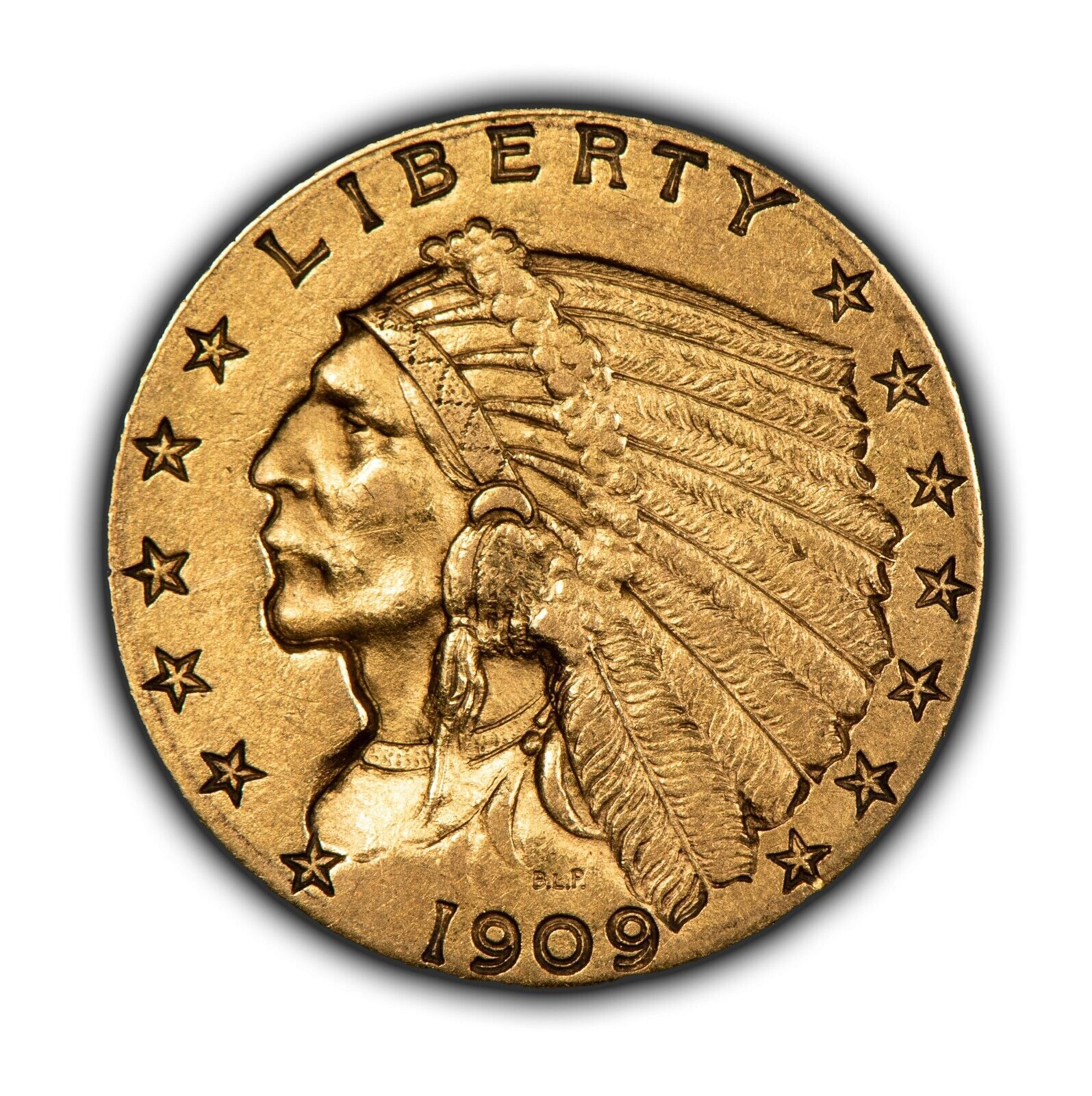1909 Indian Head Gold Quarter Eagle - XF/AU