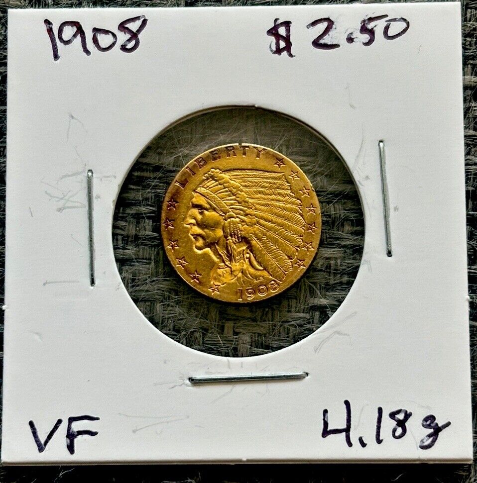 1908 $2.50 Indian Head Quarter Eagle Gold