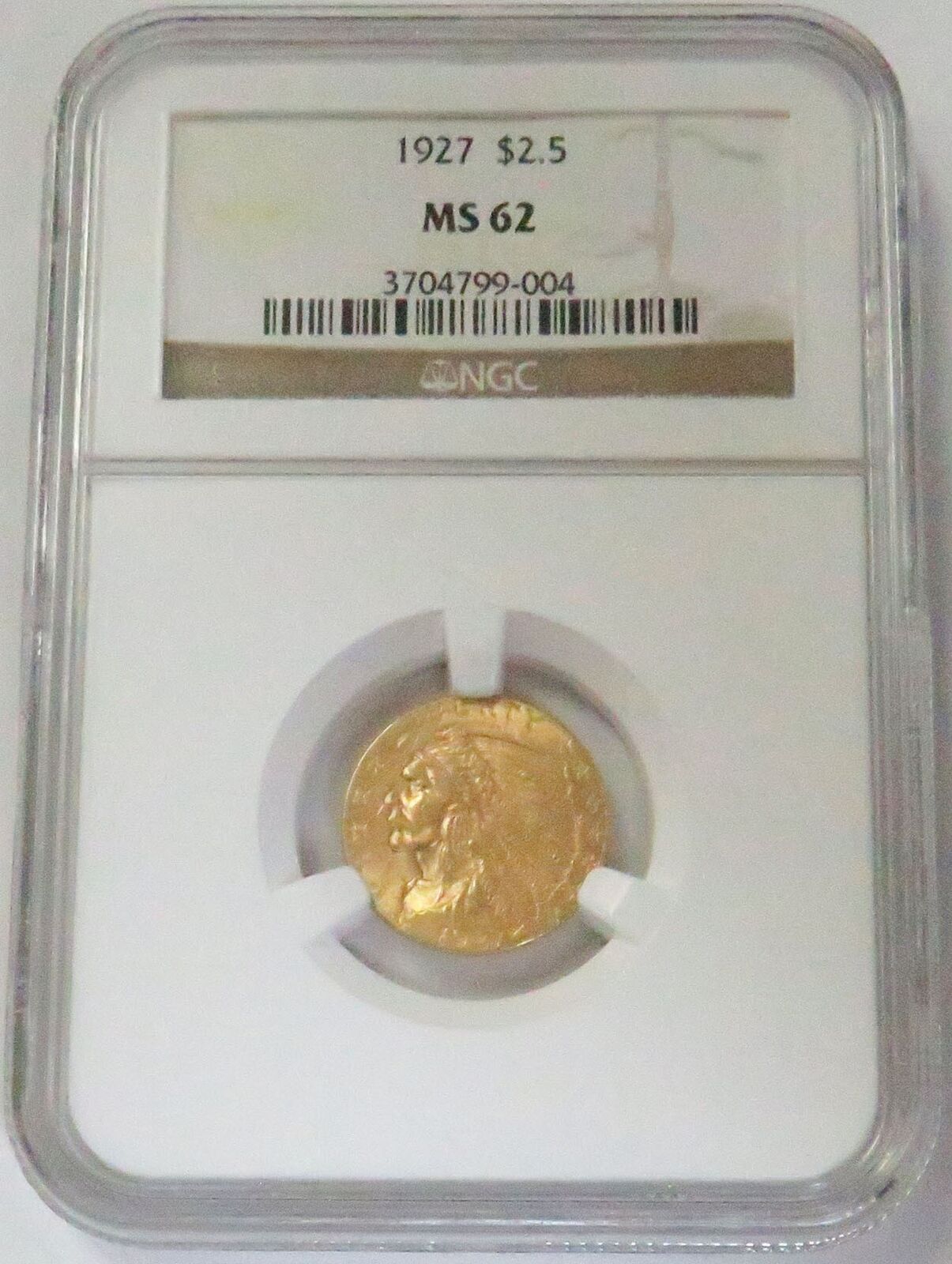 1927 Gold $2.5 Indian Head Eagle Coin NGC