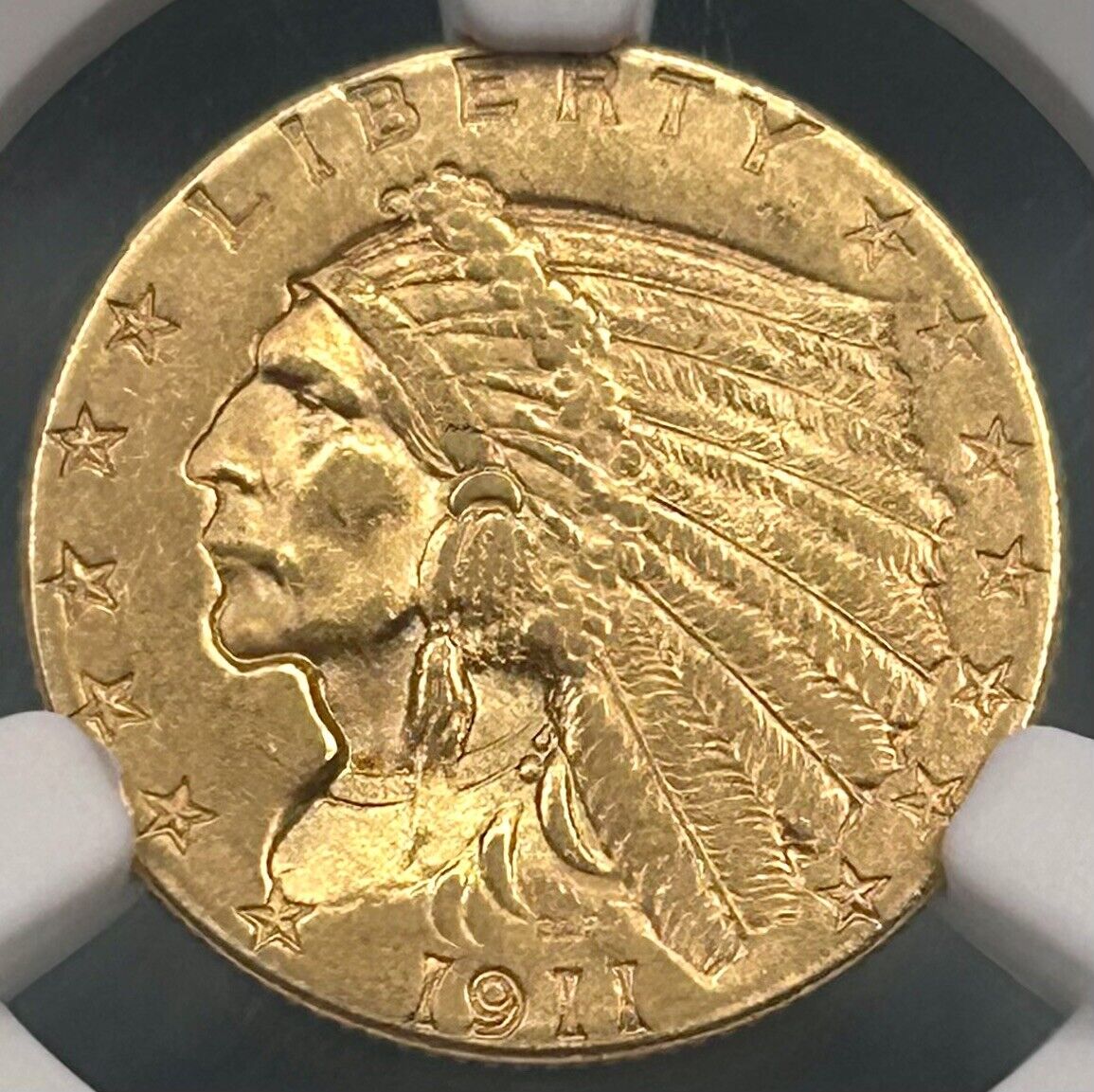 1911 Gold Indian Head Quarter Eagle NGC MS62