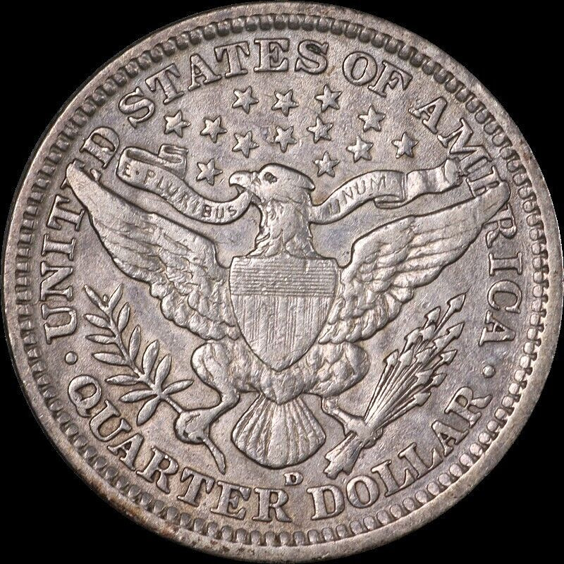 1909-D Barber Silver Quarter - Scarce - Fine+++