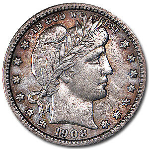 1908-O Barber Quarter in XF condition