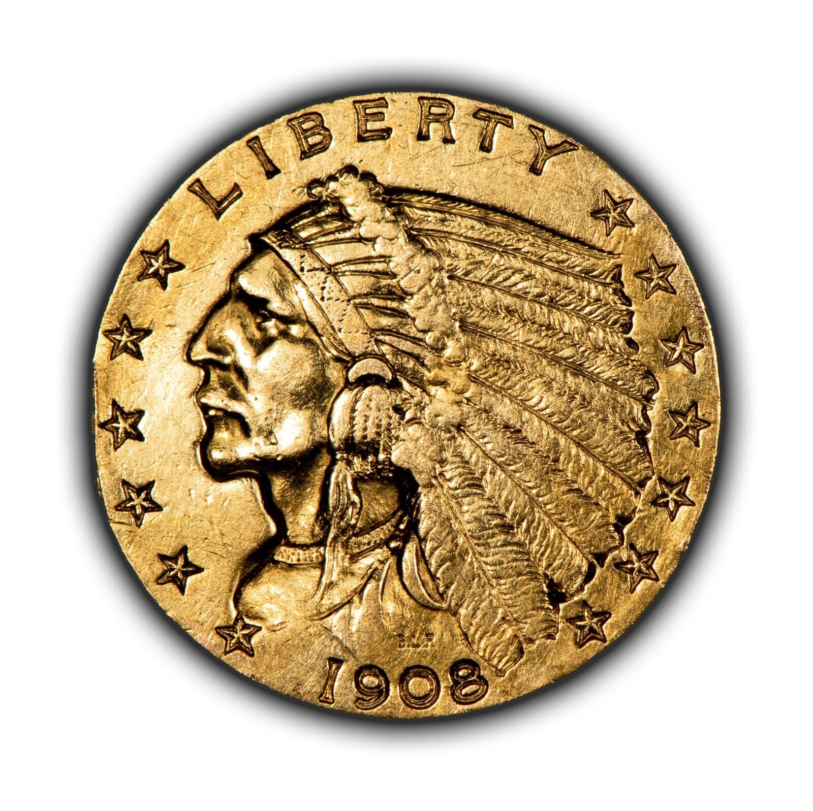 1908 Indian Head Gold Quarter Eagle - Extra Fine