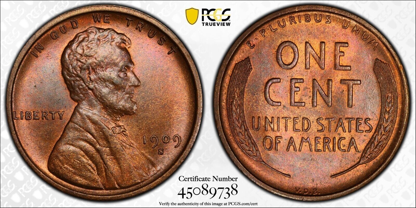 1909 S V.D.B Lincoln Wheat Cent 64 BN