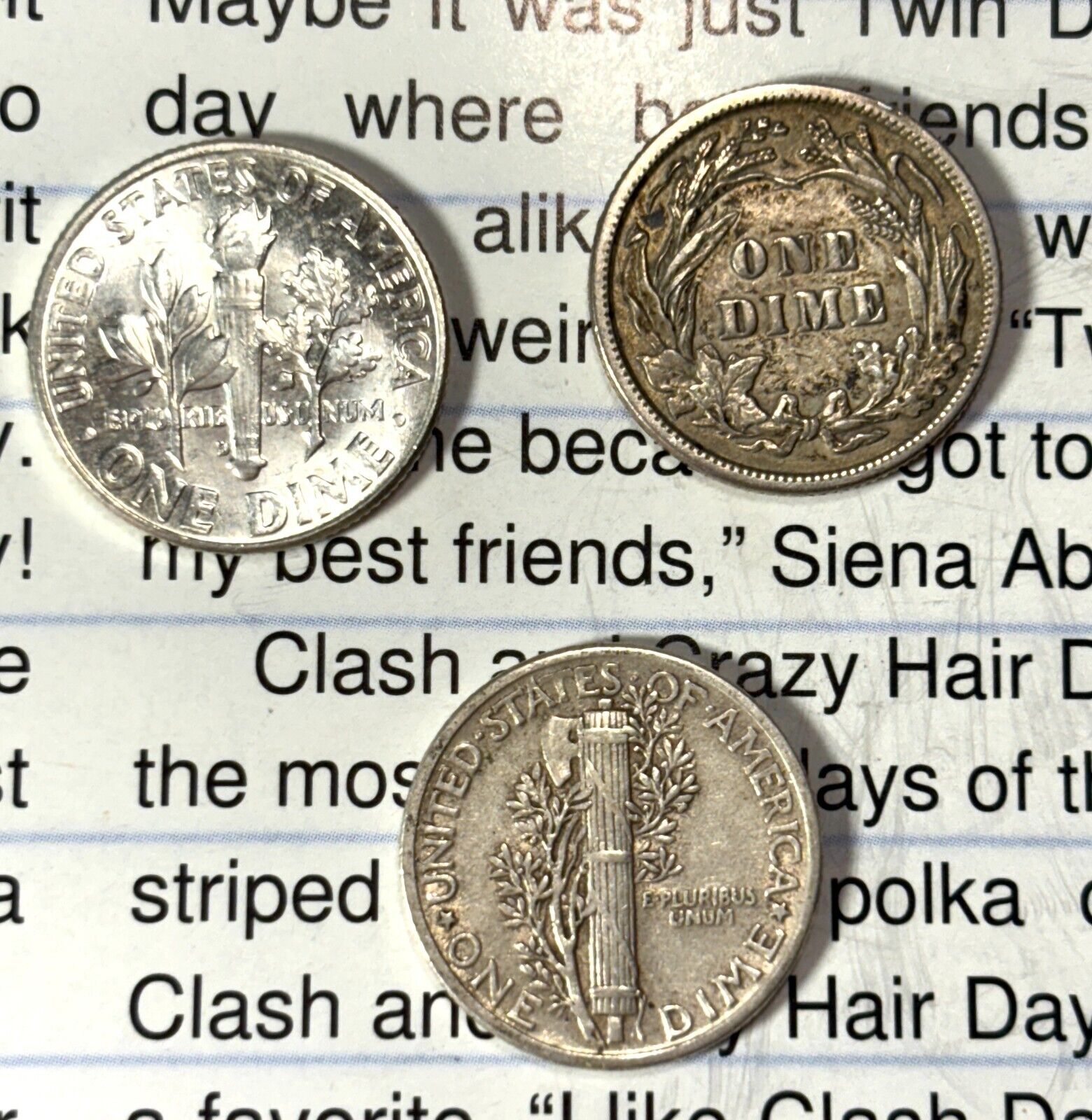 3 Coin Set: Mercury, Barber, BU Roosevelt Dimes