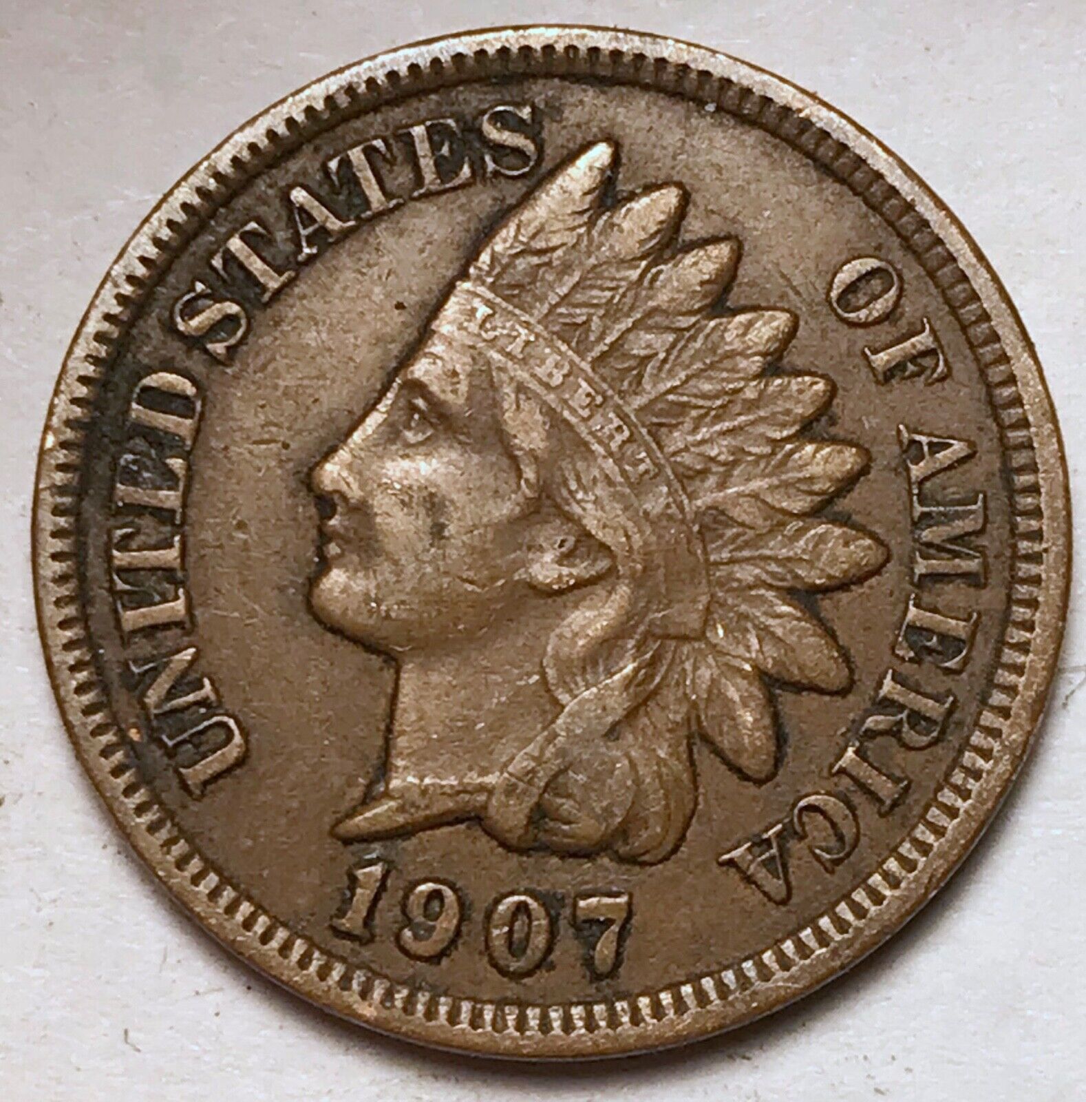 1907 Full Liberty Indian Head Cent - Sharp Penny