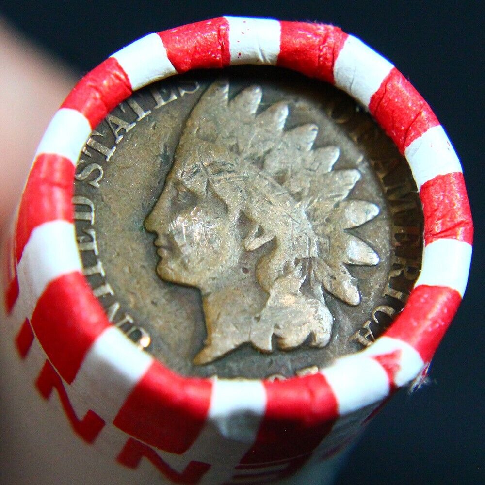 50-Coin Lincoln Wheat Roll with Indian Head Penny