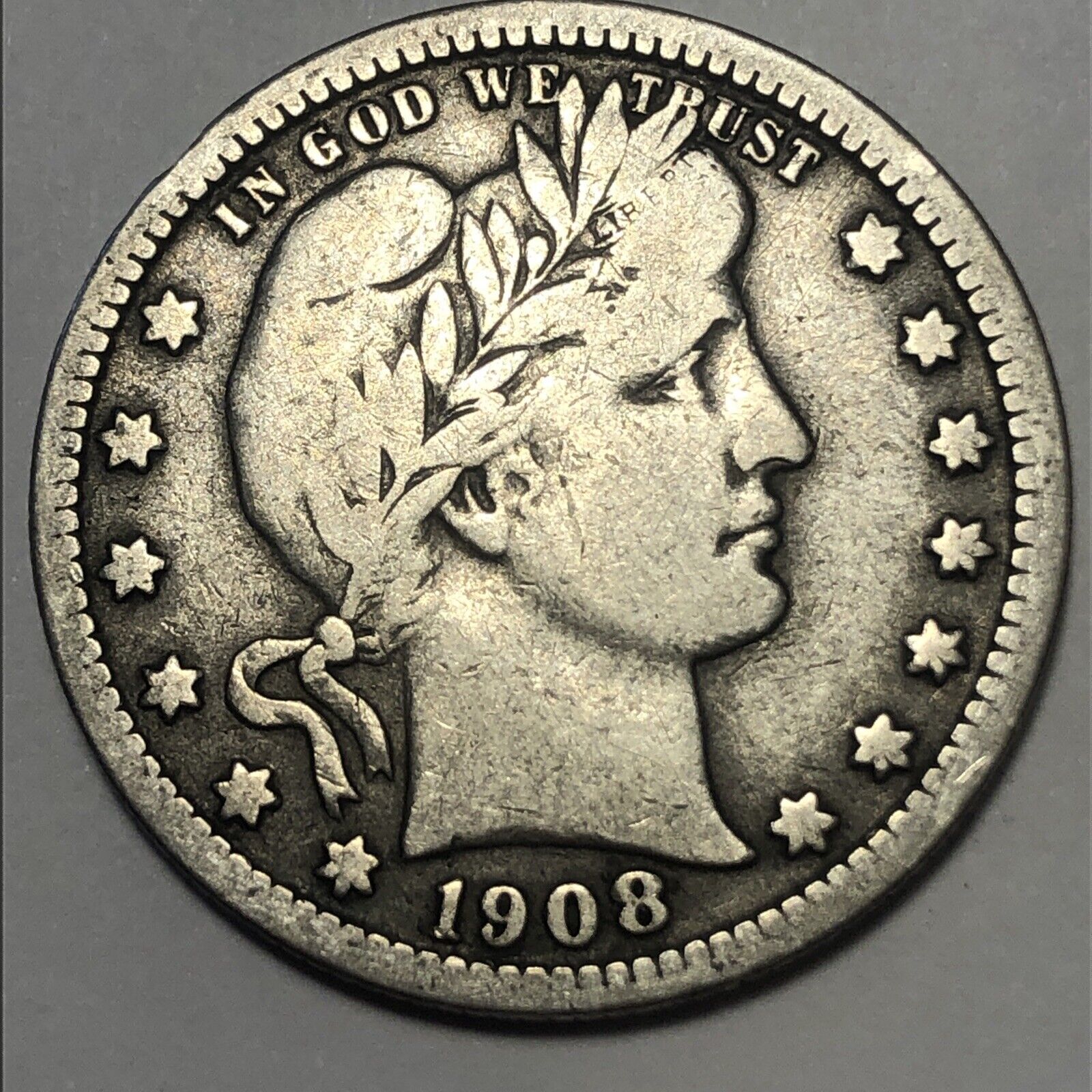 1908 Barber 25 Cent Coin