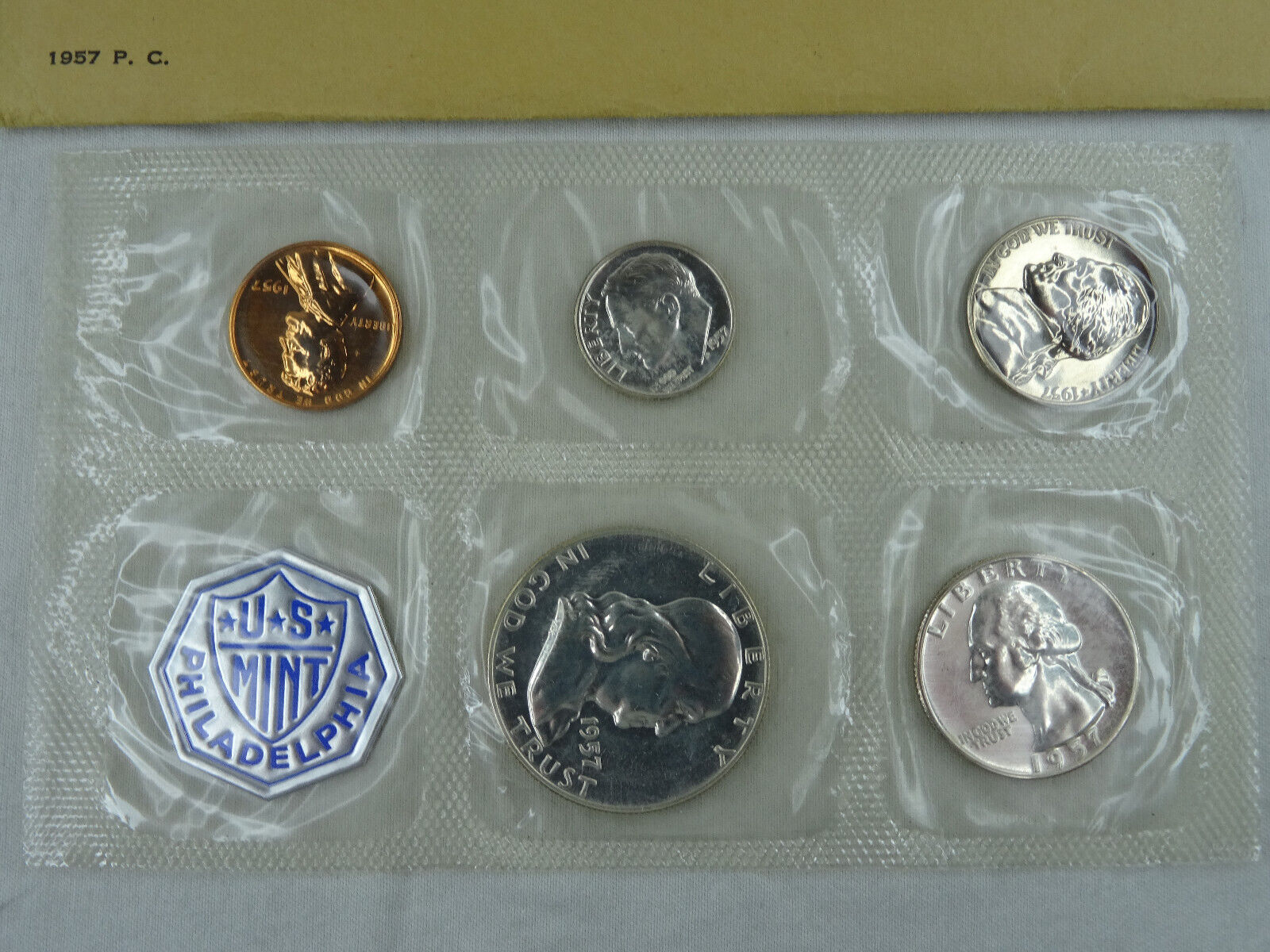 1957 US Mint Silver Proof Set 90% 5 Coins