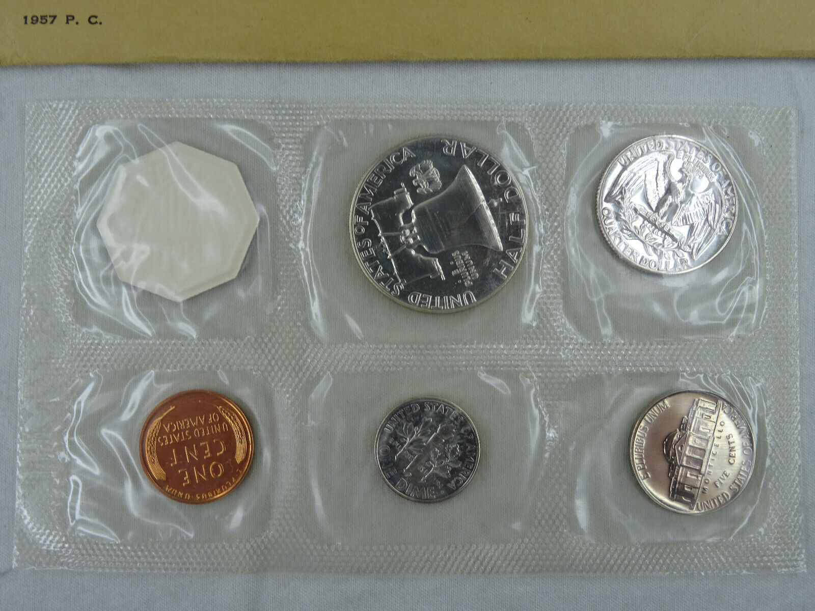 1957 US Mint Silver Proof Set 90% 5 Coins
