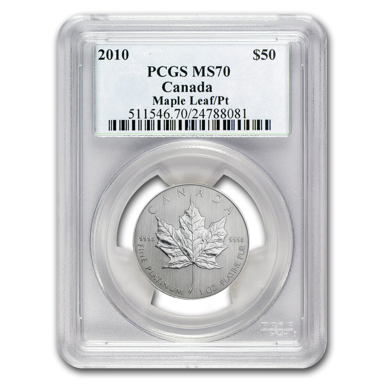 2010 Canada Platinum Maple Leaf MS-70 PCGS 1 oz