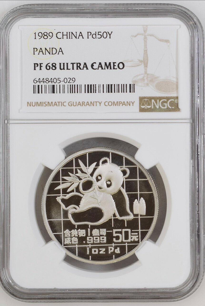 1989 China Palladium Proof Panda Coin NGC PF68UC