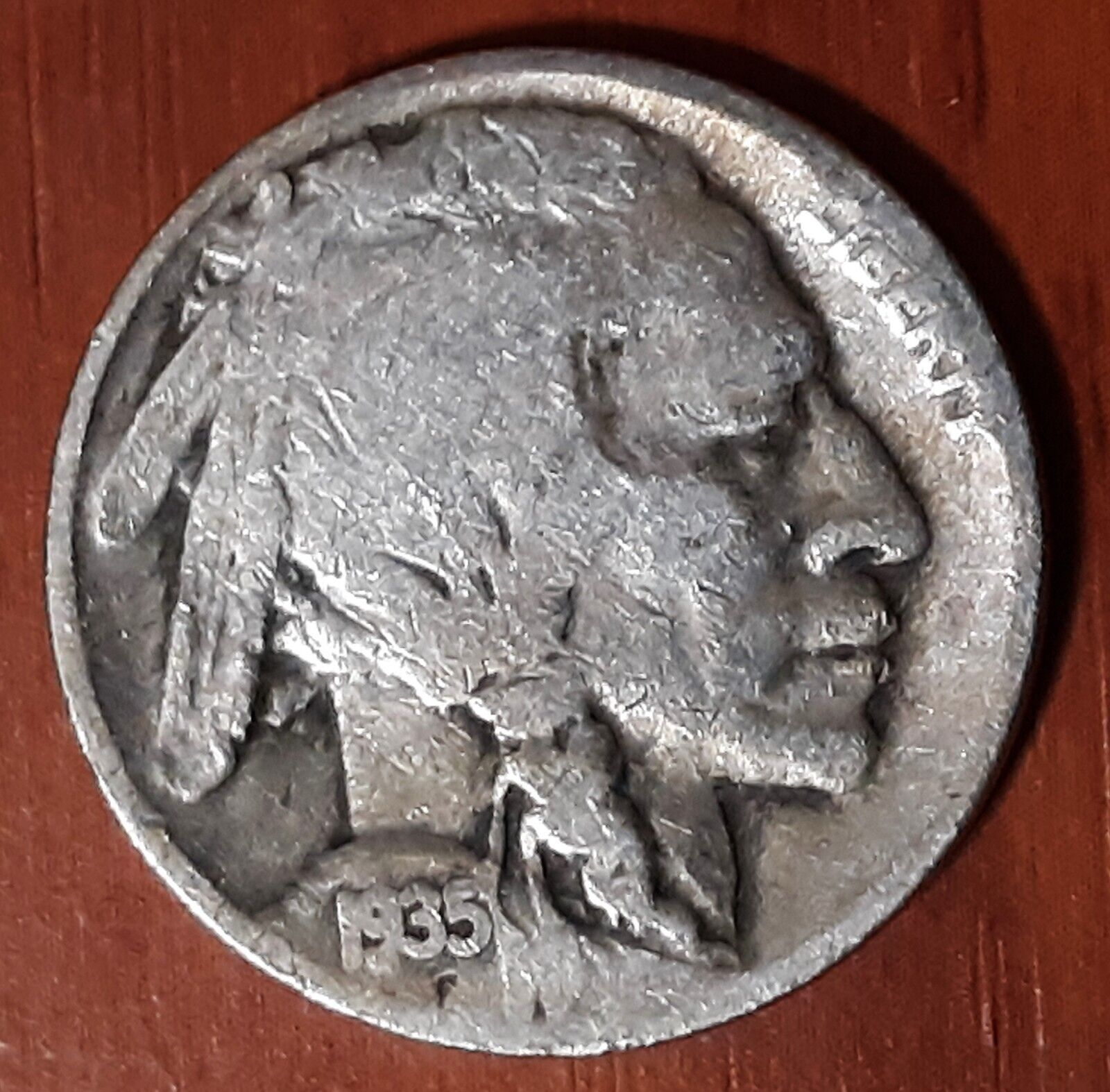 1935 Buffalo 5C with Errors: Double Die Rev- Lamination
