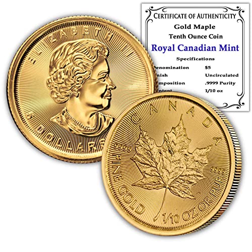 1/10 oz Canadian Gold Maple Leaf Coin BU Authenticity