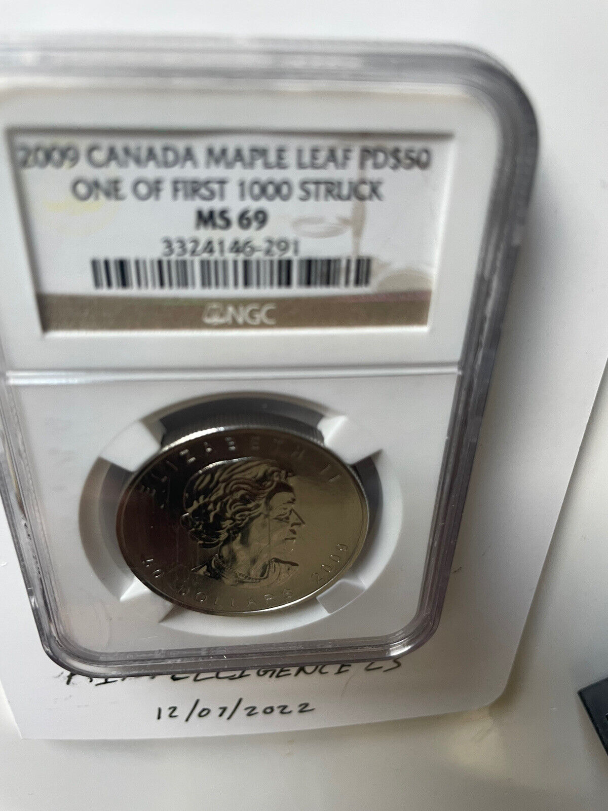 2009 1 Oz Canadian Maple Palladium - MS-69