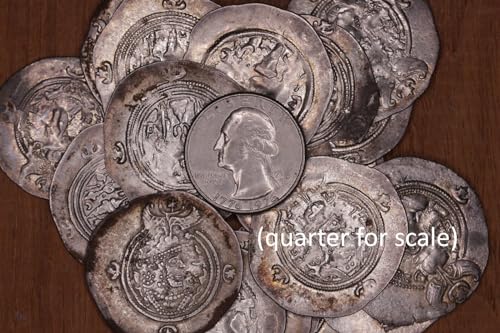 Ancient Sassanid Empire Silver Drachm Coin - 600 AD