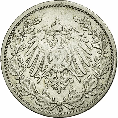 1905-1919 Silver Kaiserreich 1/2 Mark Coin. Prussian Empire WW1 memorabilia