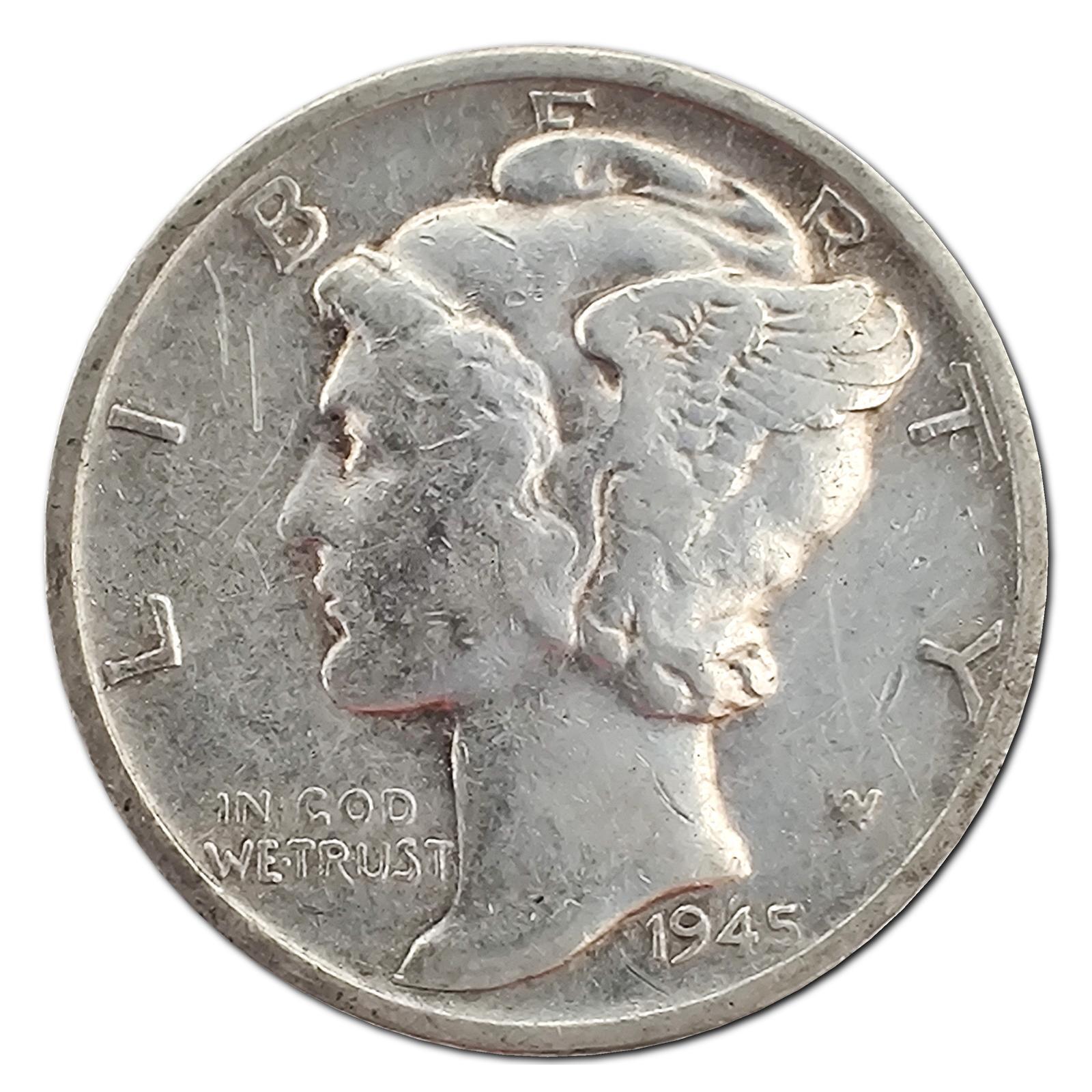 1945-S Micro S F Fine 90% Silver Mercury Dime