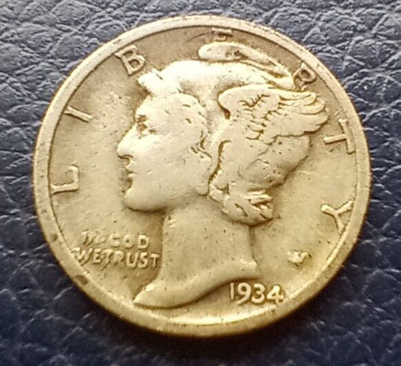 1934 D Mercury Dime - US 90% Silver Coin