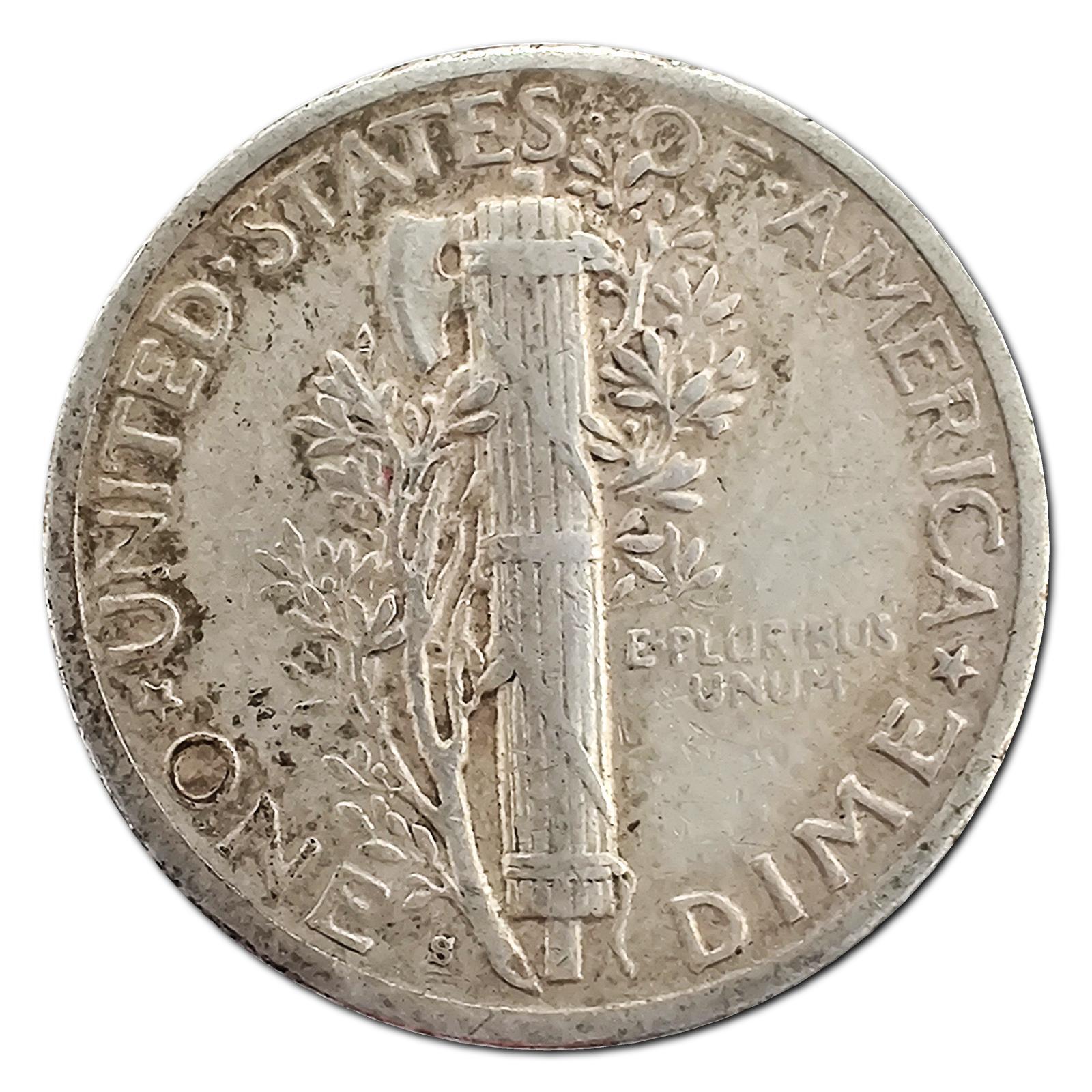 1945-S Micro S F Fine 90% Silver Mercury Dime