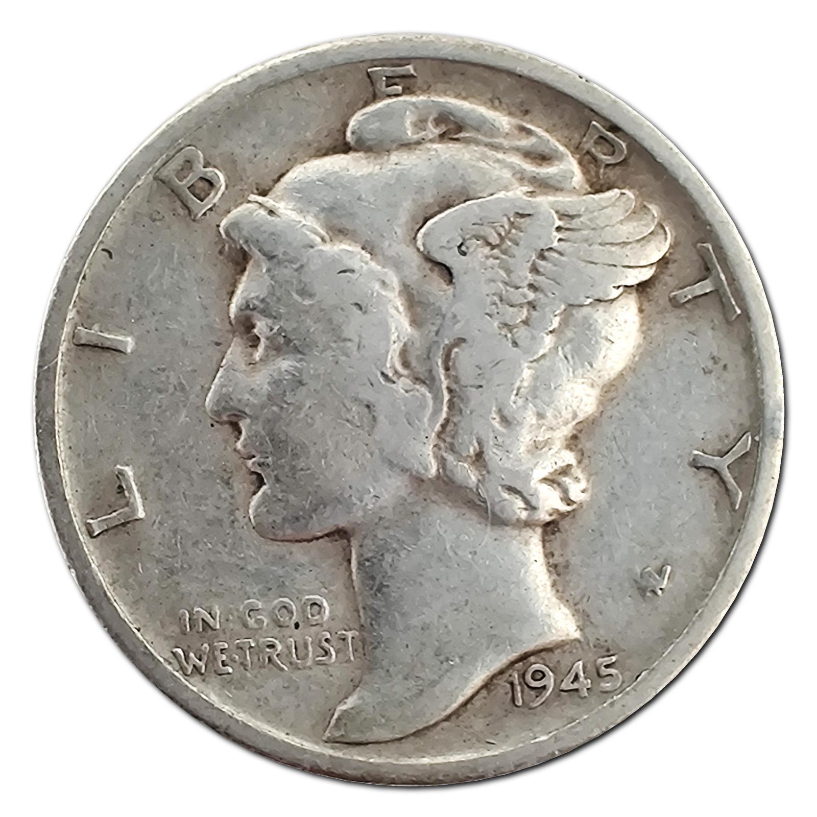 1945-S Micro S F Fine 90% Silver Mercury Dime