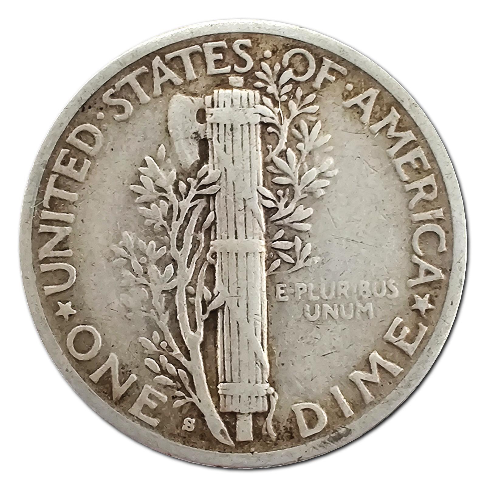 1945-S Micro S F Fine 90% Silver Mercury Dime