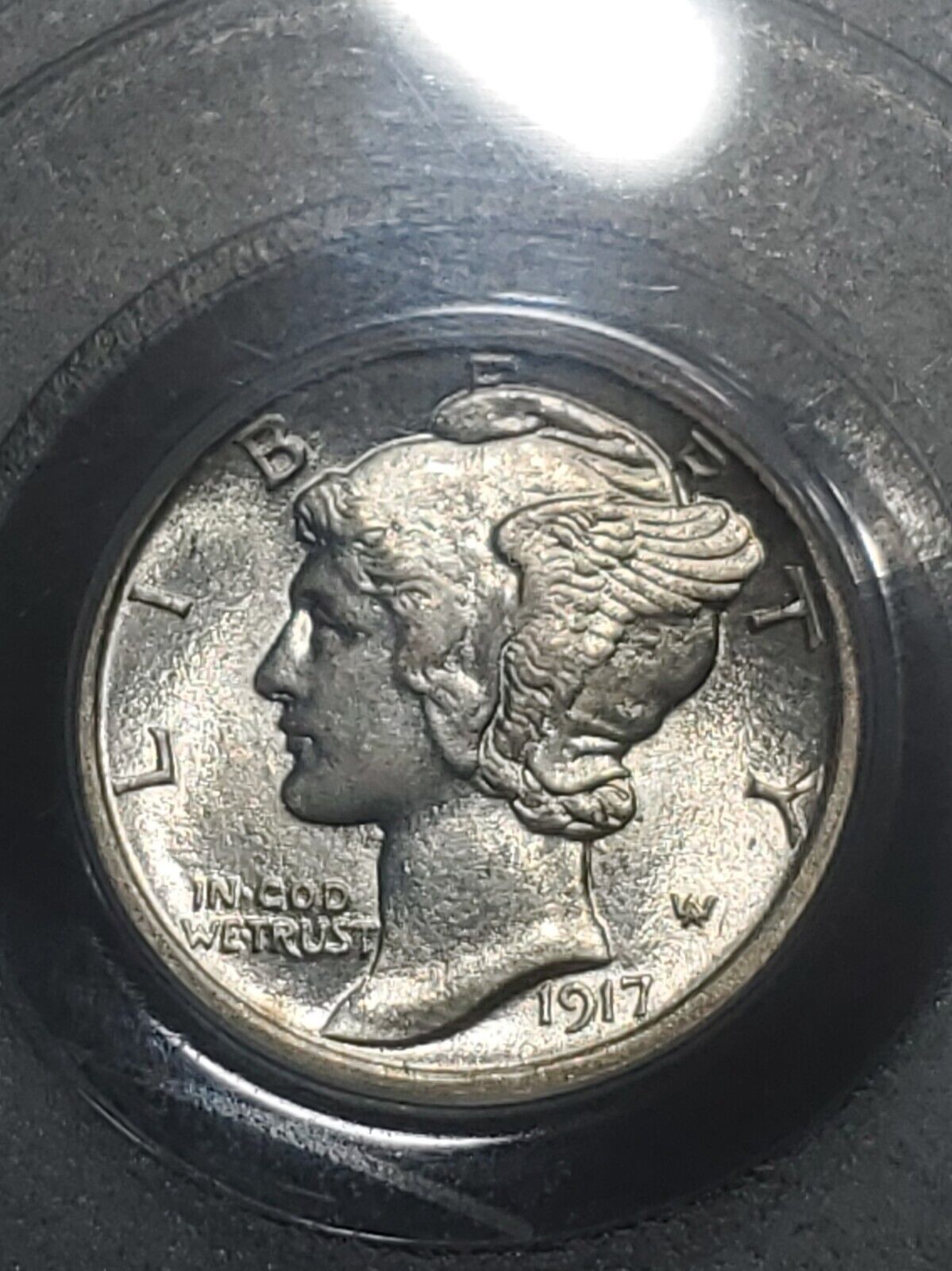 1917-D Mercury Dime PCGS AU/58 in Vintage Holder