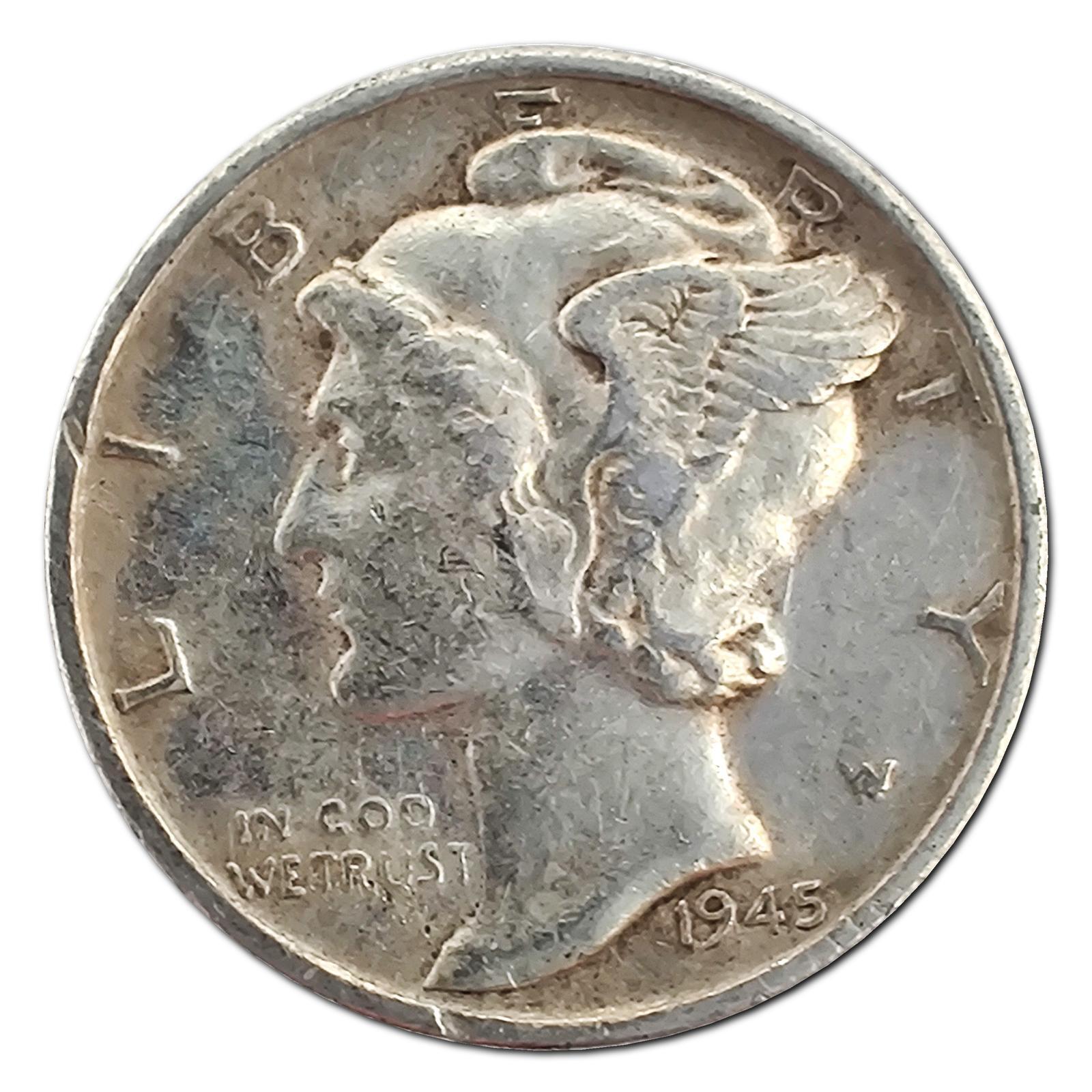 1945-S Micro S F Fine 90% Silver Mercury Dime