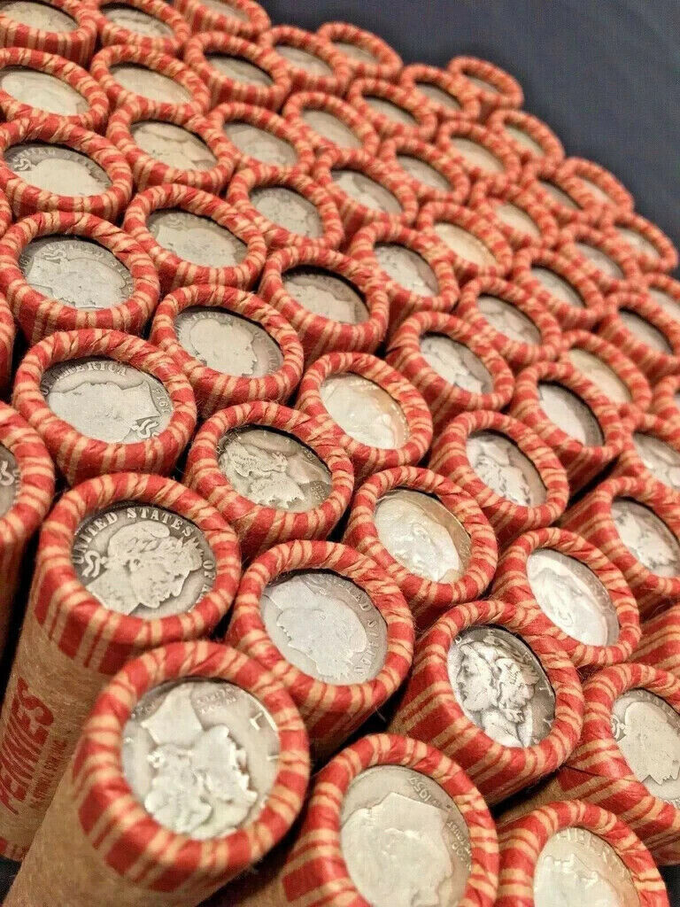 Vintage US Silver Dime & Wheat Penny Roll