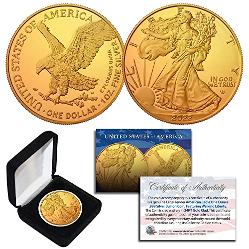 2022 1 oz 24k Gold Gilded Silver Eagle