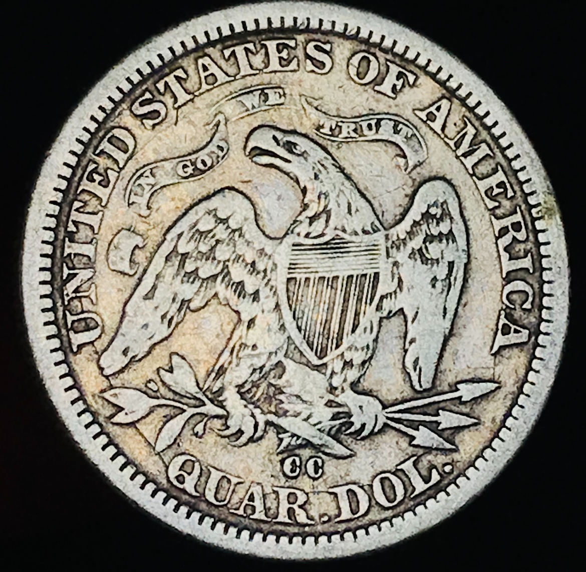 1876 CC Seated Liberty Quarter 90% Silver Coin