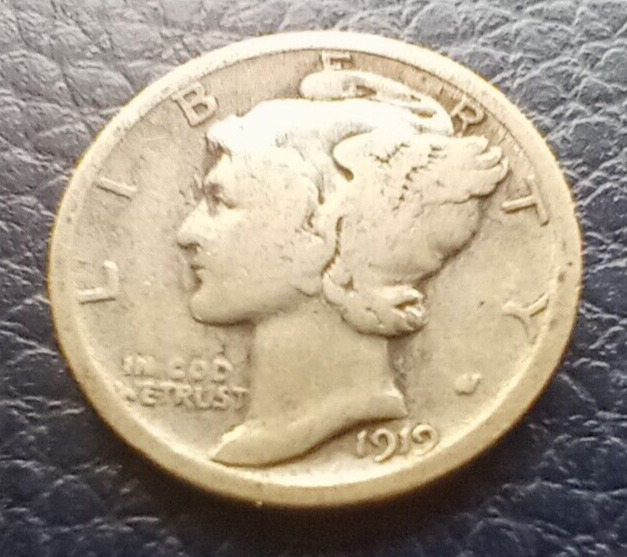 1919 P Mercury Dime - US 90% Silver Coin