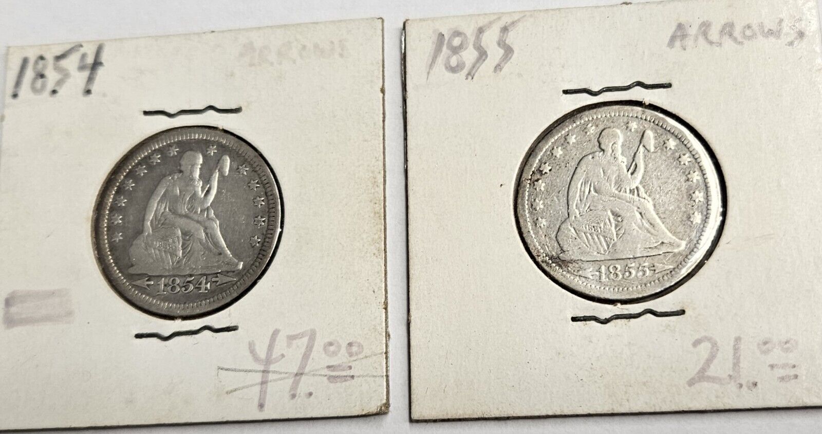 1854-P & 1855-P Seated Liberty Quarter Duo Set