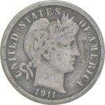 1911-P Barber Dime 90% Silver Coin
