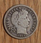 1913 (P) Liberty Head Barber Silver Dime 10¢