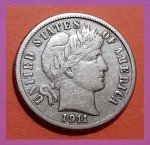 1911-S Barber Dime with Video Guide