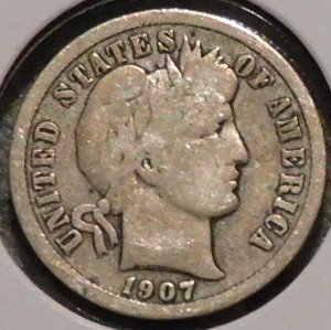1907 Barber Silver Dime Coin
