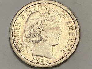 1894-O Barber Dime - 89% Silver Coin