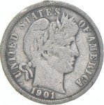 1901-P Barber Dime 90% Silver Coin