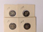 Set of 8 Vintage 1892-1899 Barber Dimes